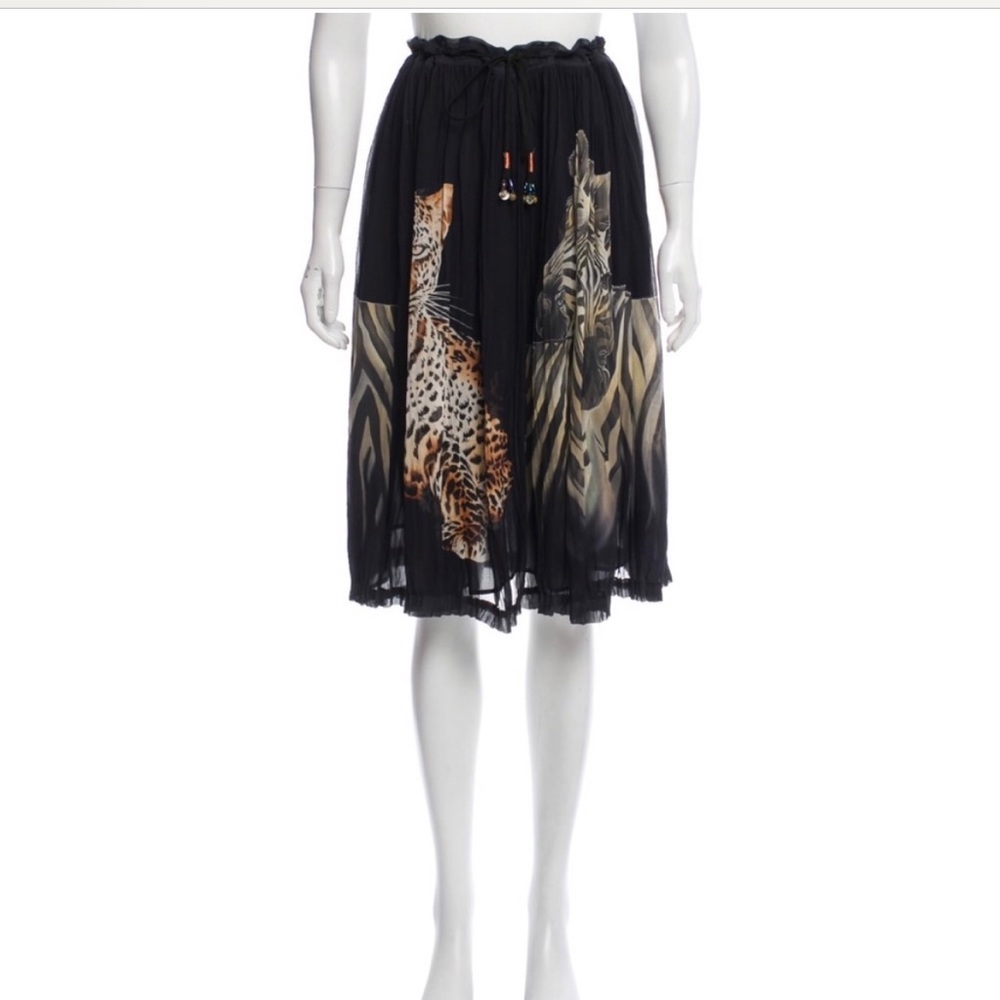 Etro Black Ruched Knee-Length Cocktail Skirt